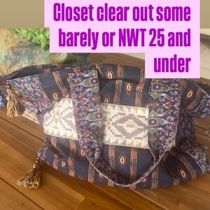 Patterned Tote Bag with Tassels